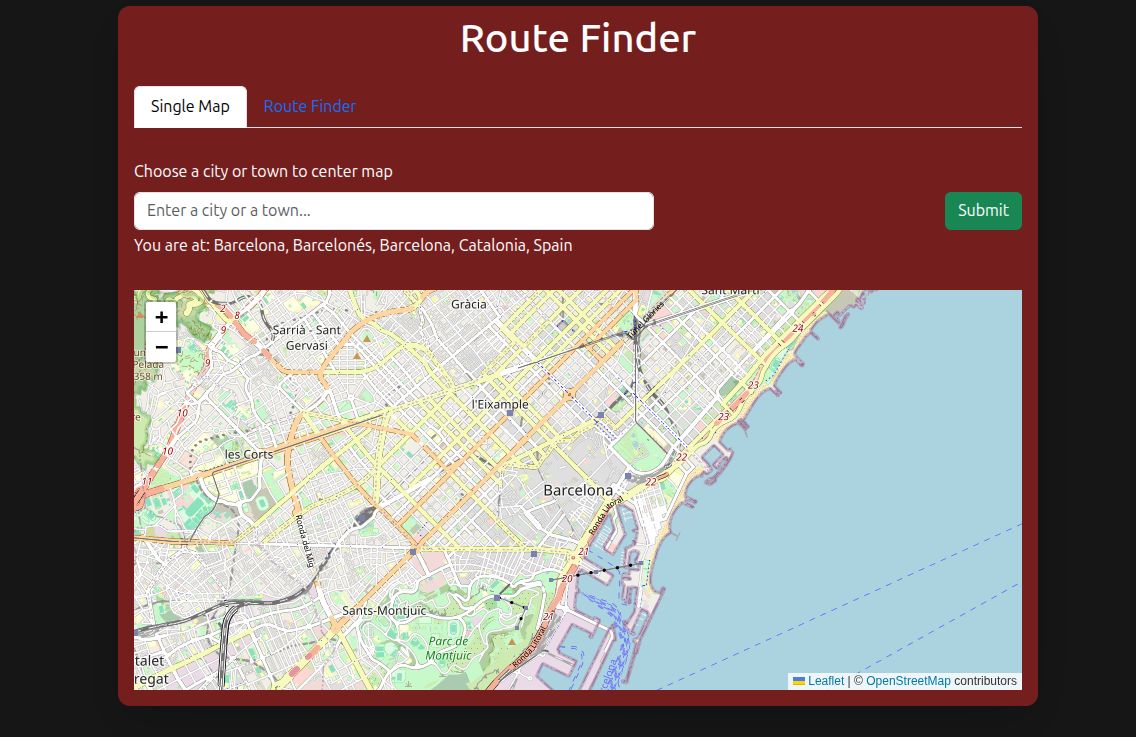 Image of Route Finder Web-App.